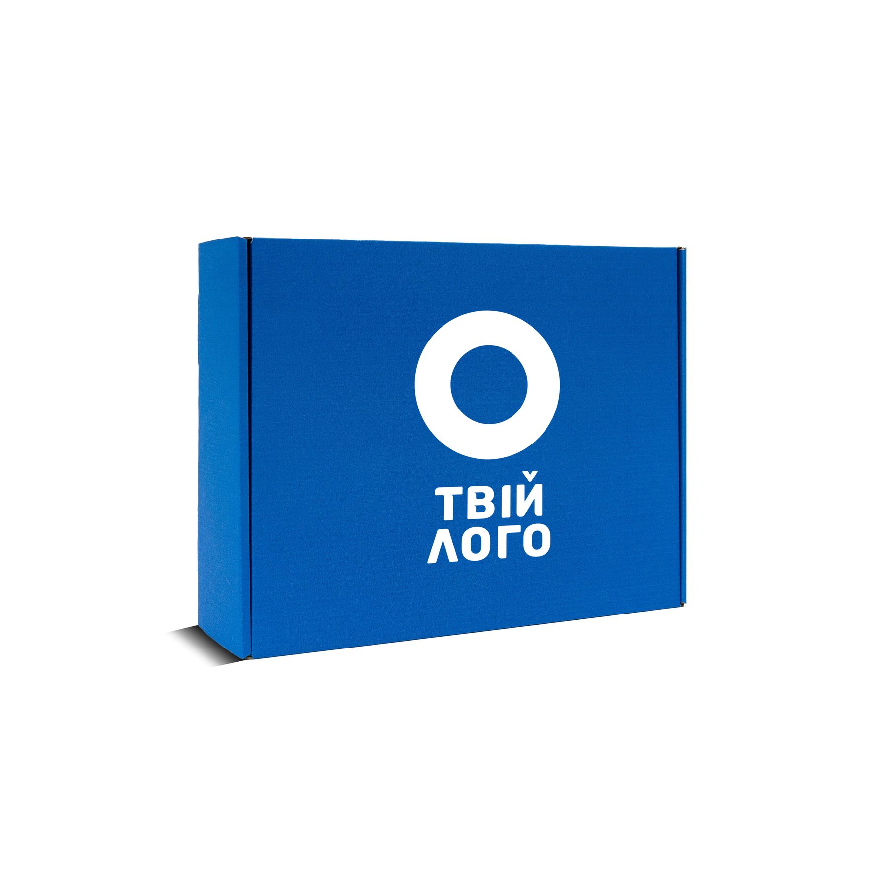 Коробка с логотипом картонная синяя (подарочная) - 30-24-9