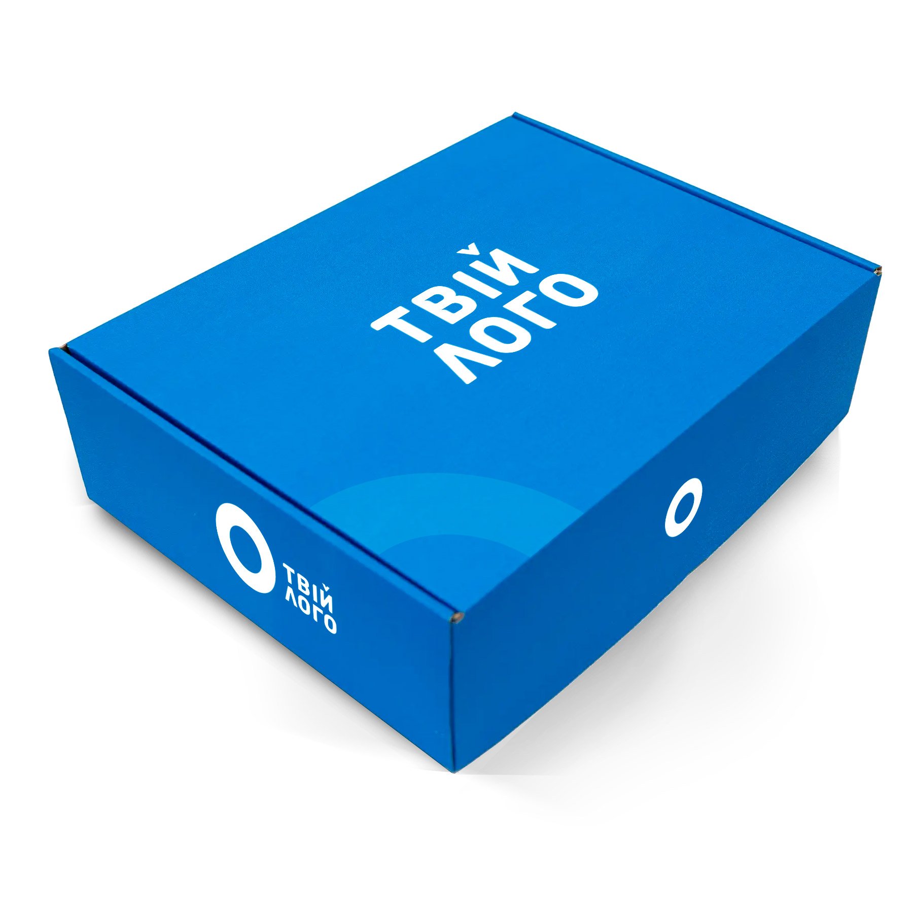 Синя картонна подарункова коробка з лого - 30-24-9