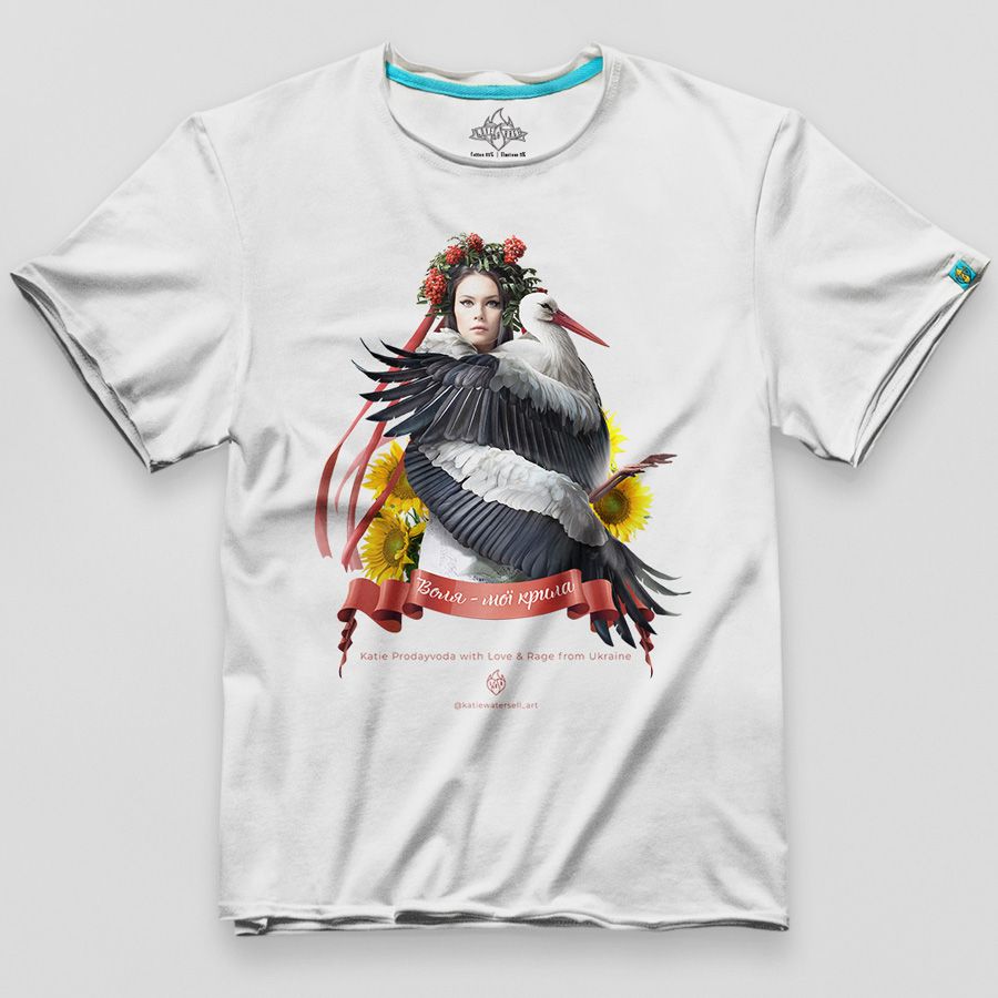 Design t-shirt with "Freedom - are my wings" from Love&Rage