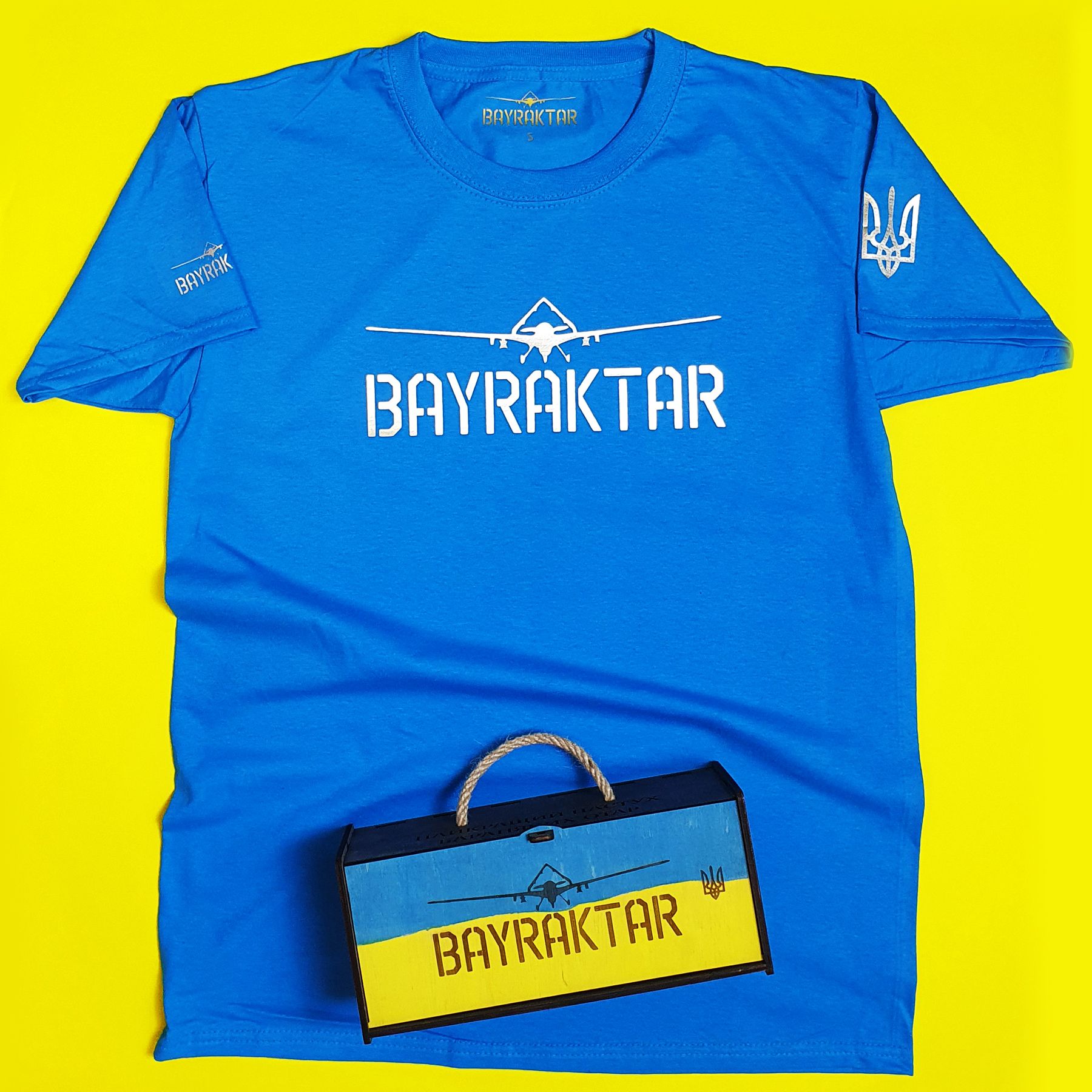 Футболка чоловіча лінійки "BAYRAKTAR" блакитна L