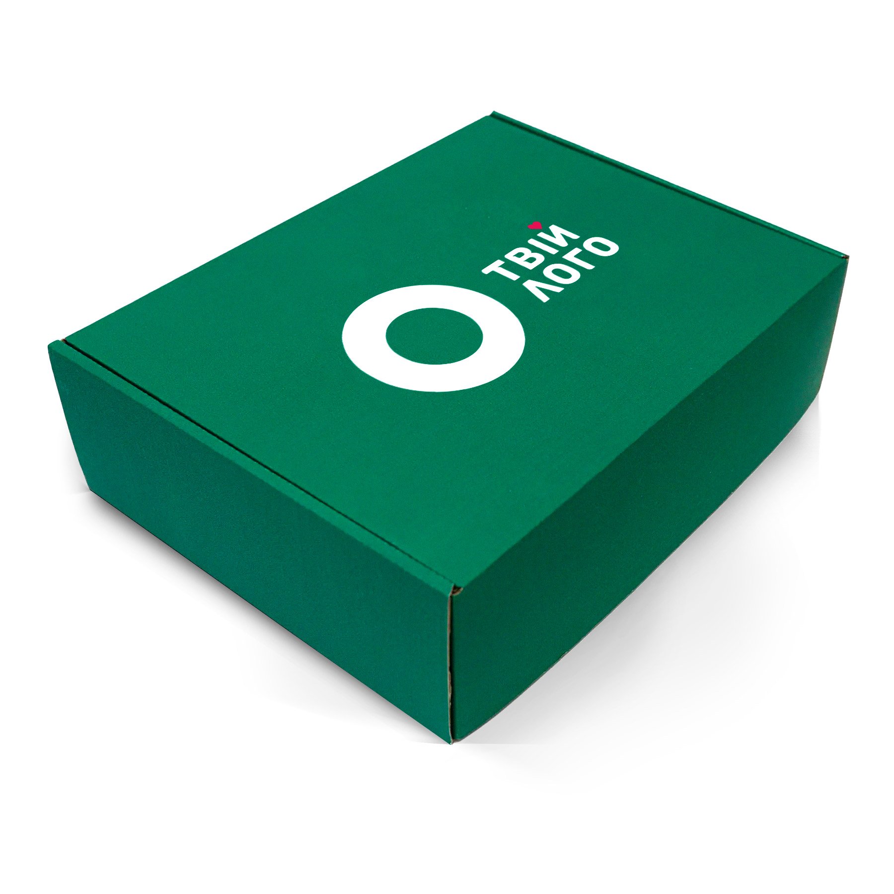 Зелена картонна подарункова коробка з лого - 30-24-9