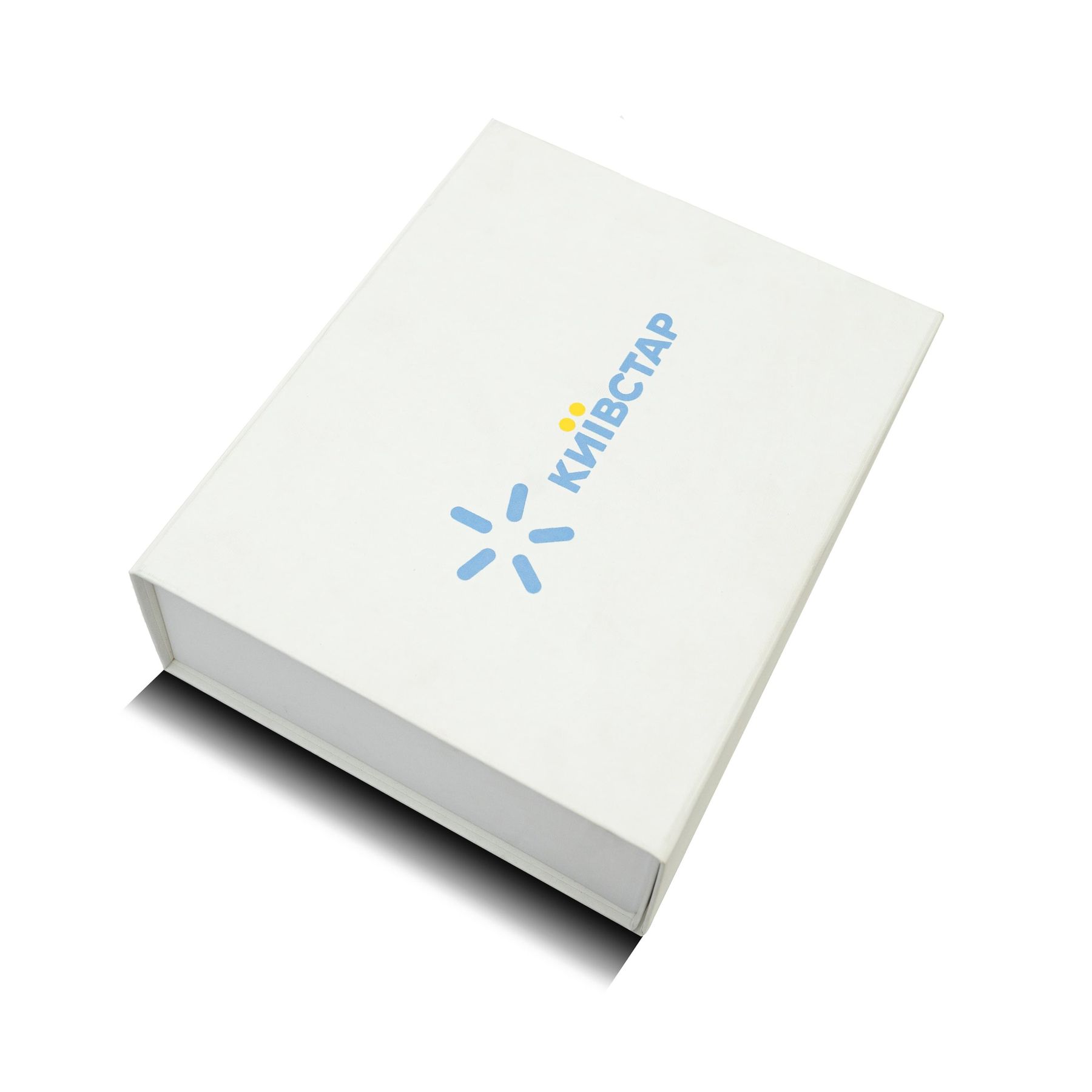 Белая подарочная картонная коробка "табакерка" - 28-23-9