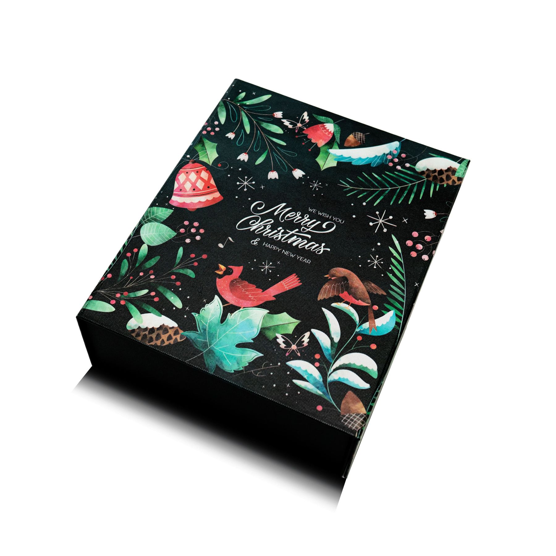 Чорная подарочная картонная коробка "табакерка" - 28-23-9
