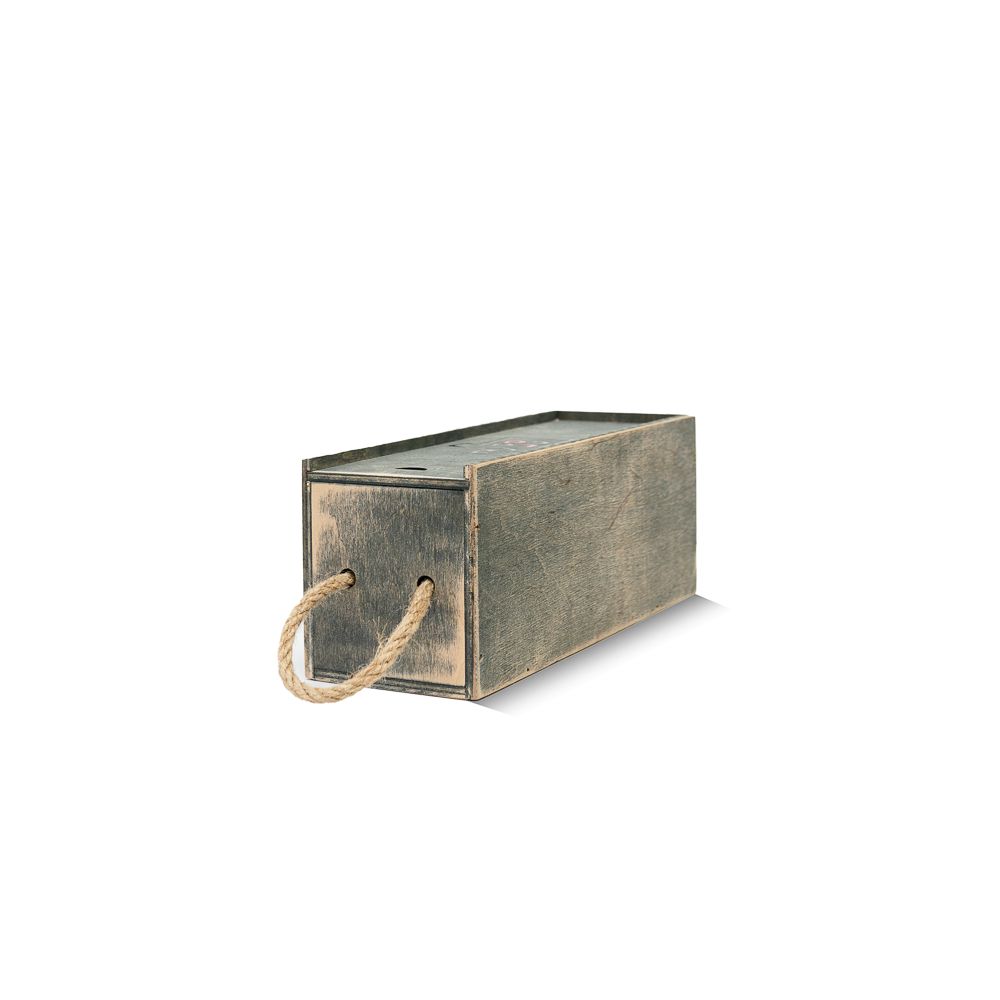 Деревянная коробка для подарка (бокс) серая для Термокружки 25-7,5