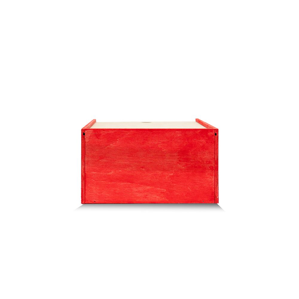 Дерев'яна коробка для подарунку (бокс) 20-20-10 червона + кришка