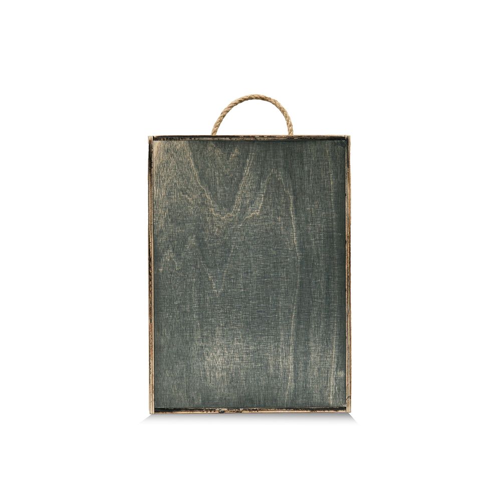 Дерев'яна коробка для подарунку з лого (бокс) сірого кольору 26-21-10